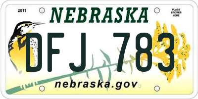 NE license plate DFJ783