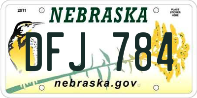 NE license plate DFJ784