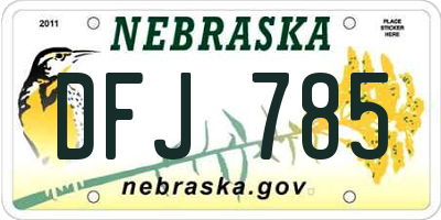 NE license plate DFJ785