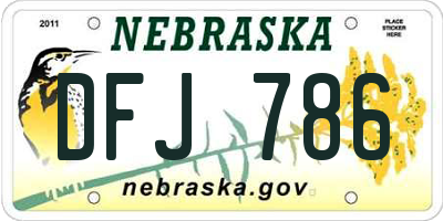NE license plate DFJ786