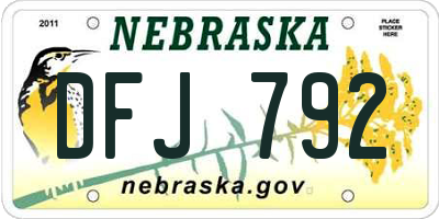 NE license plate DFJ792
