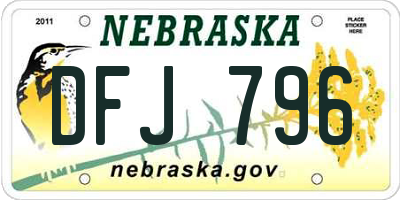 NE license plate DFJ796