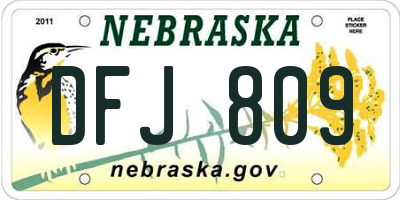 NE license plate DFJ809