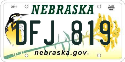 NE license plate DFJ819