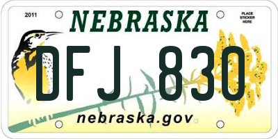 NE license plate DFJ830