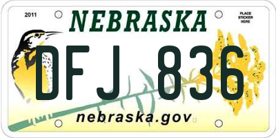 NE license plate DFJ836