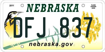 NE license plate DFJ837