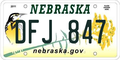 NE license plate DFJ847