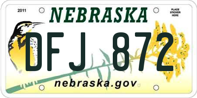 NE license plate DFJ872