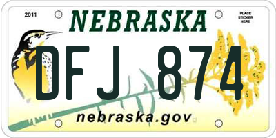 NE license plate DFJ874