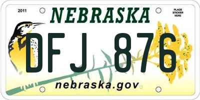 NE license plate DFJ876