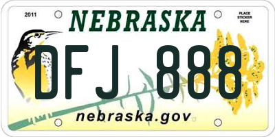 NE license plate DFJ888