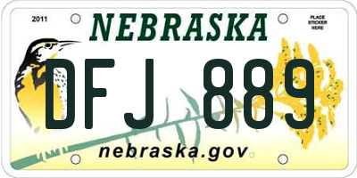 NE license plate DFJ889