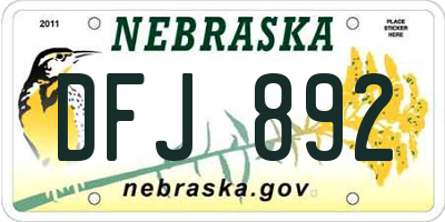 NE license plate DFJ892