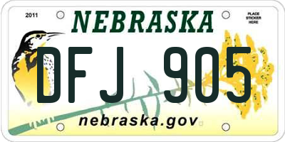 NE license plate DFJ905