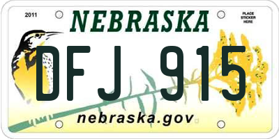NE license plate DFJ915