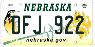 NE license plate DFJ922