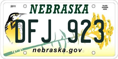 NE license plate DFJ923