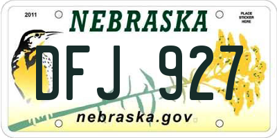 NE license plate DFJ927