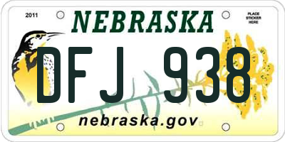 NE license plate DFJ938