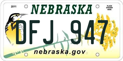 NE license plate DFJ947