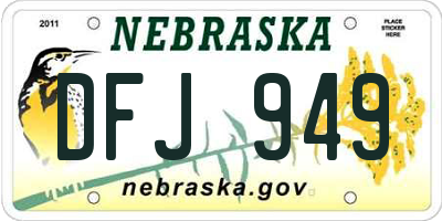 NE license plate DFJ949