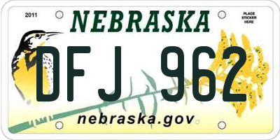NE license plate DFJ962