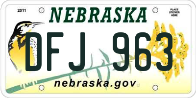 NE license plate DFJ963