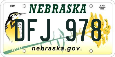 NE license plate DFJ978