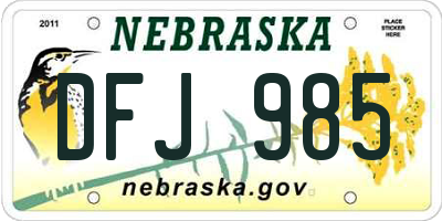 NE license plate DFJ985