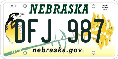 NE license plate DFJ987