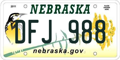 NE license plate DFJ988