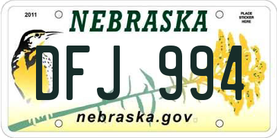 NE license plate DFJ994