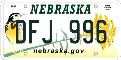 NE license plate DFJ996