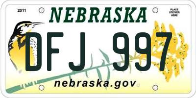 NE license plate DFJ997