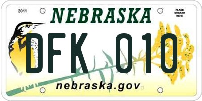 NE license plate DFK010