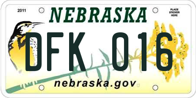 NE license plate DFK016