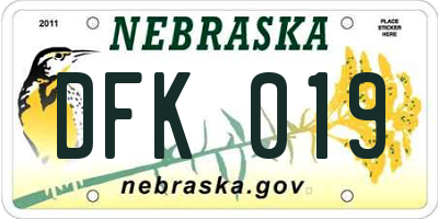NE license plate DFK019
