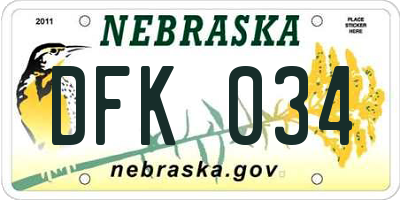 NE license plate DFK034