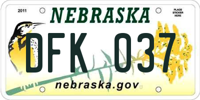 NE license plate DFK037
