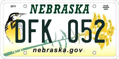 NE license plate DFK052