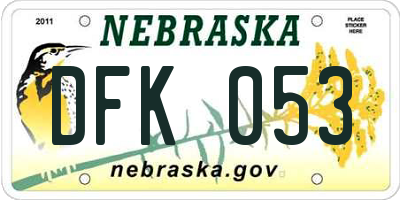 NE license plate DFK053