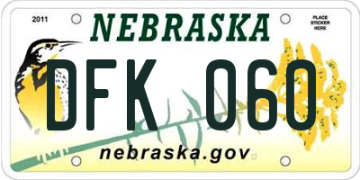 NE license plate DFK060
