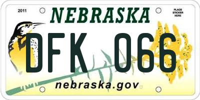 NE license plate DFK066
