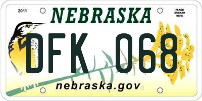 NE license plate DFK068