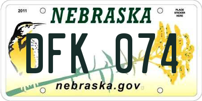 NE license plate DFK074