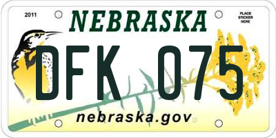NE license plate DFK075