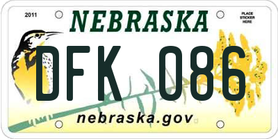 NE license plate DFK086