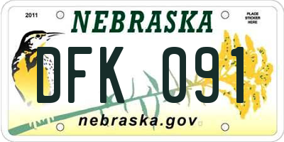 NE license plate DFK091