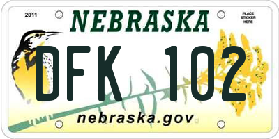 NE license plate DFK102